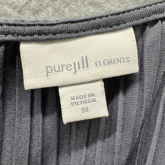Pure Jill Elements Romper Womens 3X Gray Pleated Jumpsuit Wide Leg V-Neck Belted - Picture 4 of 12